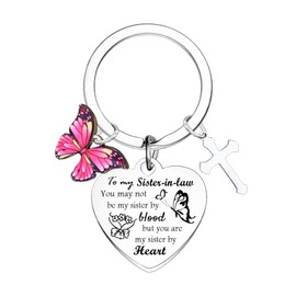 BESPMOSP Sister-In- Law Keyring Funny Sister-In- Law Gifts Cross Keyring Sister in Law Birthday Graduation Gifts for Her Sister In Law Present Sister Gifts