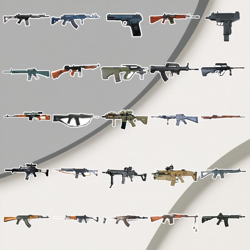 Realistic Firearm Sticker Set, Survival Game, Military, Waterproof Seal Collection
