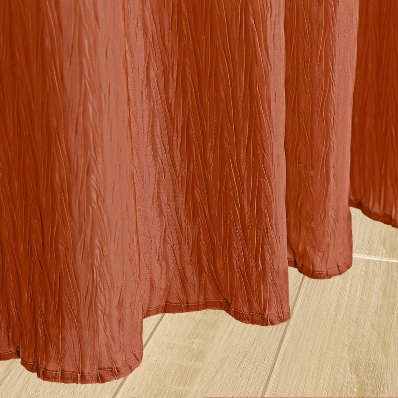 HONCO DIRECT Vibrant Orange Crumpled Shower Curtain, Textured Heavy Duty