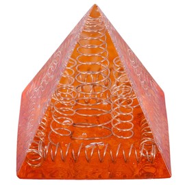 Nupuyai Healing Crystal Orgone Pyramid Stone with Copper Wire Energy Generator Figurine Decoration for Protection Meditation Reiki Balancing 1.96", Orange
