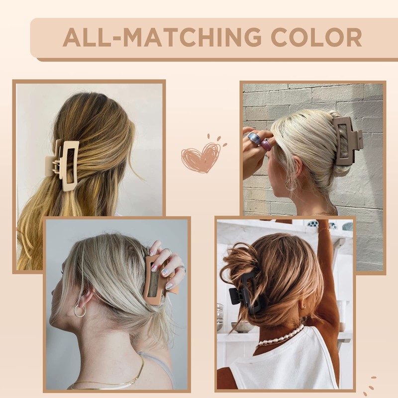 Wekin Large Hair Claw Clips, 8 Pack 4.3" Hair Clips