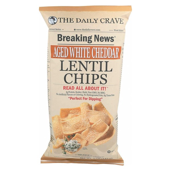 The Daily Crave Aged White Cheddar Lentil Chips, 5 Ounce (Pack of 8)
