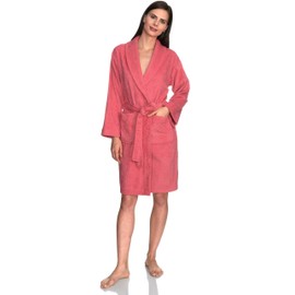 TowelSelections Women’s Robe, 100% Cotton Short Terry Shawl Bathrobe 2X-3X Sun Kissed Coral