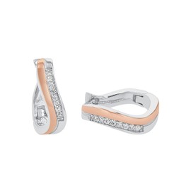 Amor 2022492 Women's Creole Earrings 925 Sterling Silver with Synthetic Zirconia 1.5 cm Bi-Colour Comes in Jewellery Gift Box, Sterling Silver, Created Cubic Zirconia