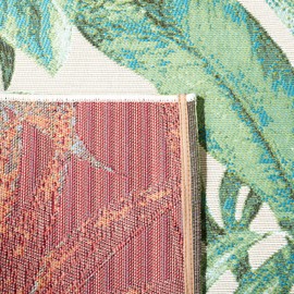 SAFAVIEH Barbados Collection Runner Rug - 2'8" x 8', Green & Teal, Tropical Botanical Design, Non-Shedding & Easy Care, Indoor/Outdoor & Washable-Ideal for Patio, Backyard, Mudroom (BAR598Y)