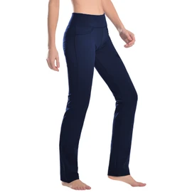 Safort Pantalones de vestir de yoga de pierna recta para mujer, elásticos con bolsillos para el trabajo regular, de 28 pulgadas, 30 pulgadas, 32 pulgadas, 34 pulgadas, Azul, 4 bolsillos., M