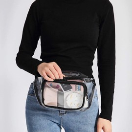 YUYAKESHI Transparent Clear Bag Shoulder Waist Pouch PVC Trinket Purse Outdoor Waterproof Lightweight Buckle Length Adjustable, blue