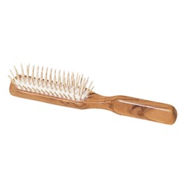 Redecker Maple Pin Wooden Hairbrush with Waxed Olive Wood Handle, 8-1/8-Inches