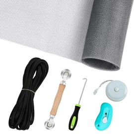 Windows Screen Replacement and Screen Door Repair Kit, 6Pcs Window Screen Fiberglass Mesh Kit - Window Screen & Screen Door Mesh & Screen Porch Repair Kit (Gray, 48" x 118")