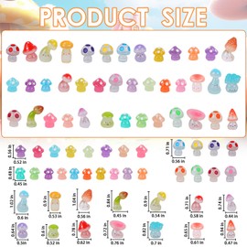 LALASTYLE 40Pcs Mini Resin Mushroom Glow in the Dark Miniature Resin Luminous Mushroom Figurines Tiny Small Animals for Micro Landscape Fairy Garden, Terrarium, and Dollhouse Decor