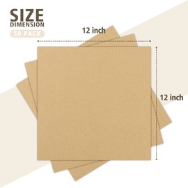 Golden State Art, 50 pack 12x12 Corrugated Cardboard Sheets Cardboard Inserts Flat Cardboard Layer Pads for Packing, Mailing or Art Crafts (1/8" Thick, Brown)