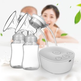 Feiniao Extractor de Leche Doble Eléctrico, Sacaleches Electrico Portátil Recargable USB para Lactancia Materna con 2 Botellas de 150ml, 2 Modos y 9 Niveles Ajustables Bajo Nivel de Ruido Anti-Reflujo