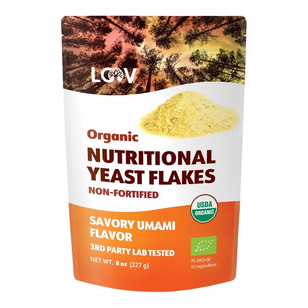 LOOV Organic Non-Fortified Nutritional Yeast Flakes, Nooch, Toasted, Vegan, Non-GMO,