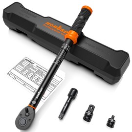 HORUSDY 3/8" 5PCS Torque Wrench Set(5–45 ft-lb/ 6.8–61 Nm) – Torque Wrench 3/8 Drive with 3" Extension, 3/8" to 1/4" & 3/8" to 1/2" Adapters, Case for Bike, Car, Moto & Other Repair