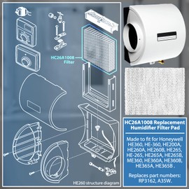 GULUANT Replacement Humidifier Water Pad Filter for Honeywell HE360 HE-360 HE200A HE260A HE260B HE265A HE265B ME360 HE360A HE360B HE365A HE365B Models (10" x 13" x 1-5/8" Dimensions)