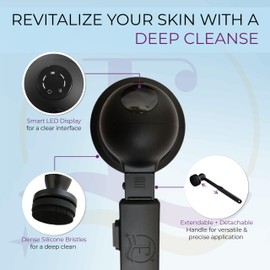 EverBath Smart Electric Shower Brush – Waterproof, LED Display, Adjustable Spin & Vibration Modes, Extendable Arm, Anti-Slip Design, Type-C Port, 2 Brush Heads,15 Showers Per Charge, Hanger & Charger