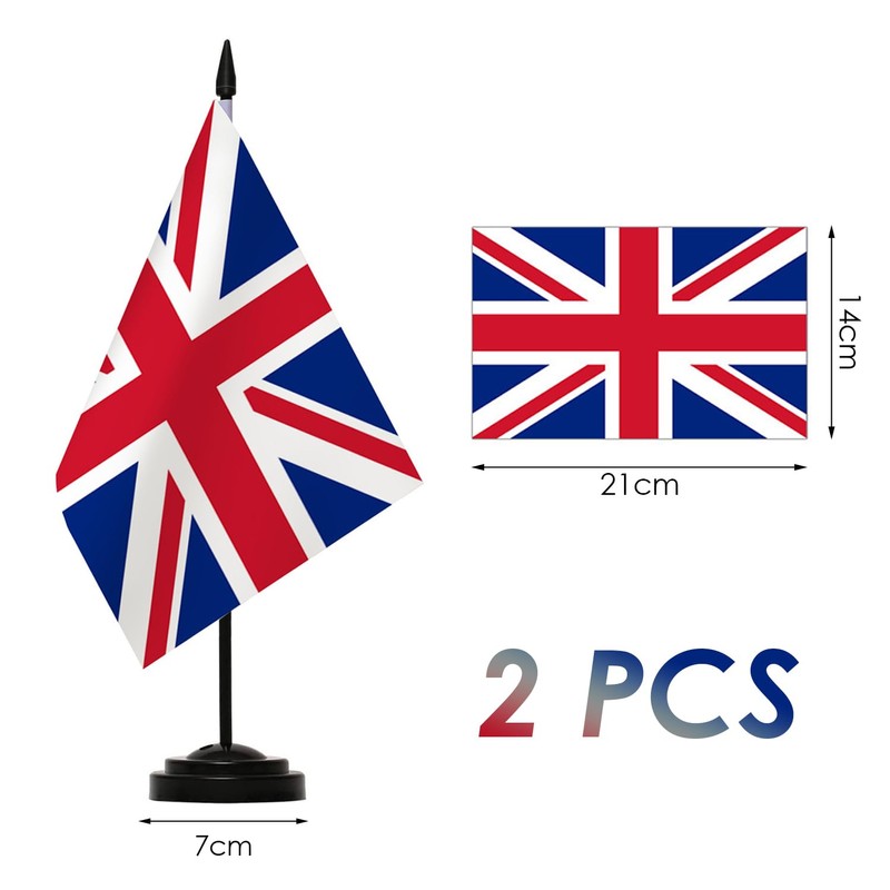 2 Pieces British Table Flags, Polyester Flags, Table Decoration, Mini