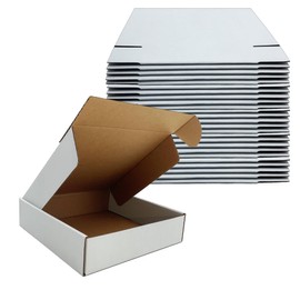 8x8x2 Inches Shipping Boxes Set of 25,White Corrugated Mailing Cardboard Box Literature Mailer for Packing Small Business Moving Storage, E-Commerce Packaging Mailing Boxes Gift Boxes for Presents