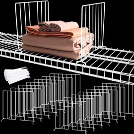 Sawysine 20 Pack Wire Closet Shelf Dividers 12 Inch Vertical Wire Closet Organizer Shelf Dividers for Closet Organization Metal Shelf Dividers for Wire Shelving for Clothes Purse Book Storage Bedroom