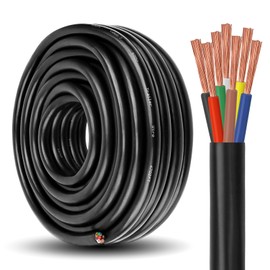 YDDECW 7 Way Trailer Wire - 14/7 Heavy Duty 50FT 100% Pure Copper 7 Wire Trailer Cable 14 Gauge 7 Conductor Wiring Extension Cable Insulated Cable for Rv Trailer and Automotiv