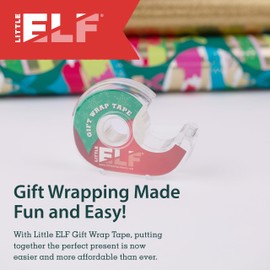 Little ELF Gift Wrap Tape, 6 Rolls, 3/4 x 650 Inches, Clear, Transparent Tape for Wrapping Paper, Christmas, Holiday