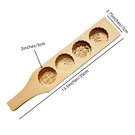 4 Holes Flowers Shaped Wooden Cookie Mold With Handle for Baking Carved Mould Press,Make Walnut cookie Gingerbread 3D Baking Mooncake Wooden Butter Mold