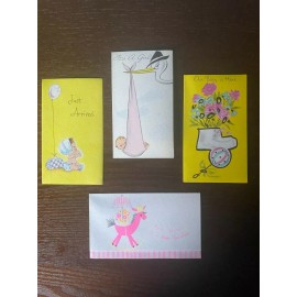 Vintage Greeting Cards- NEW- Journal- Scrapbook- Crafts- LOT#4- BABY ANN./SHOWER