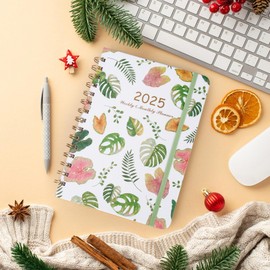MUZZIOU Monthly Planner 2025, Weekly & Monthly Planner 2025, Calendar Planner 6.1" x 8.5", Jan 2025 - Dec 2025 12 Monthly Organizer with Tabs Hardcover, Leaves