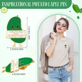 Ecation 12 Pcs Funny Pickle Positive Pins Bulk for St. Patrick's Day Friends Cute Inspirational Lapel Pins Emotional Support Pickle with Big Smiles for Women Class Gift