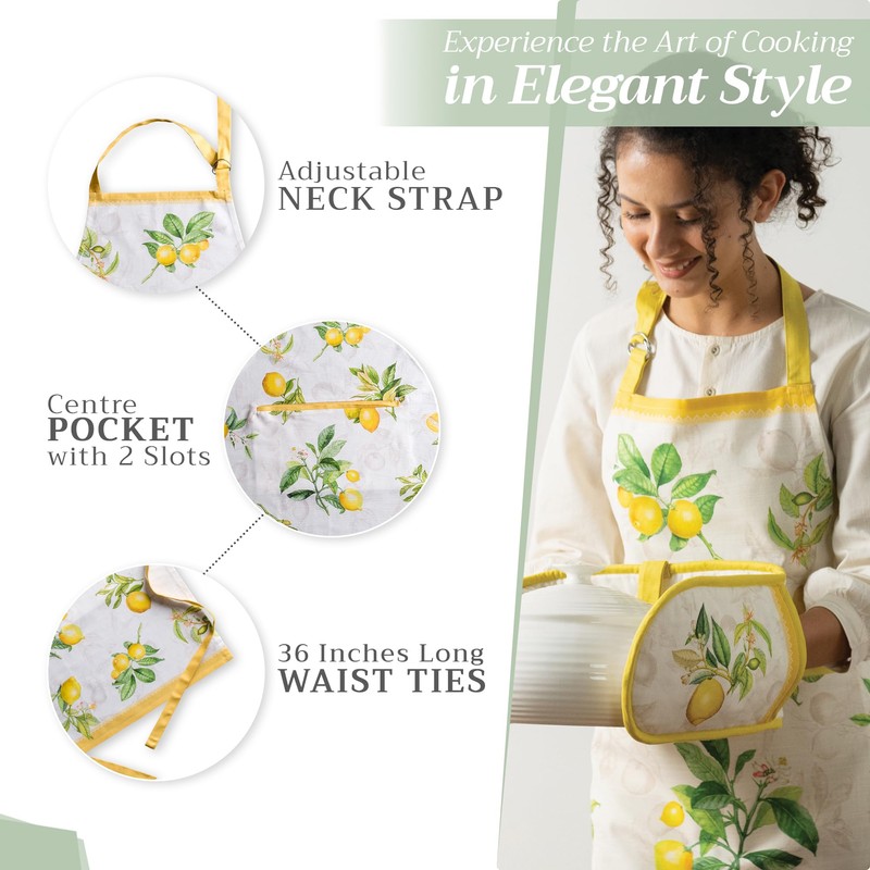 Maison d'Hermine 100% Cotton 1-Piece Kitchen Apron with Adjustable Neck