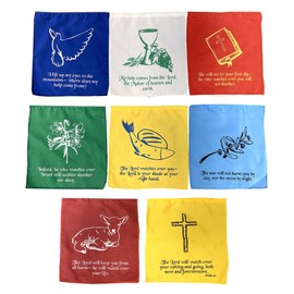 Christian Flag Church Decoration Bible Psalm 121 Faith Banner Worship Prayer Flags for Nursery Wall Wedding Bulletin Board Garden Décor by Mandala Crafts