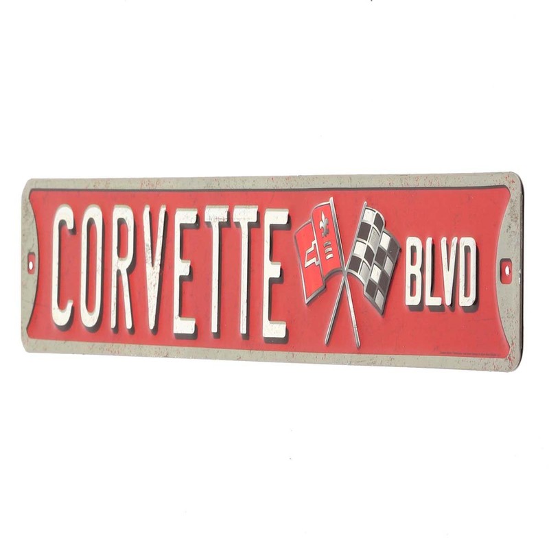 Open Road Brands Corvette Boulevard Tin Sign - 20x3.38 inches