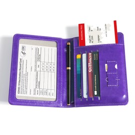 CoBak Passport Holder - PU Leather Travel Organizer with RFID Blocking and CDC Vaccine Card Clear Slot