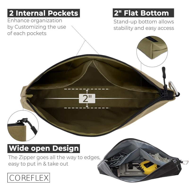 COREFLEX 2 Pack Premium Tool Pouch Zipper Bag with internal