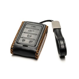 Vitodeco Genuine Leather Smart Key Fob Case - Compatible with Jeep Wagoneer, Grand Wagoneer, Grand Cherokee 2022-2025 (New 5-Button, Black)