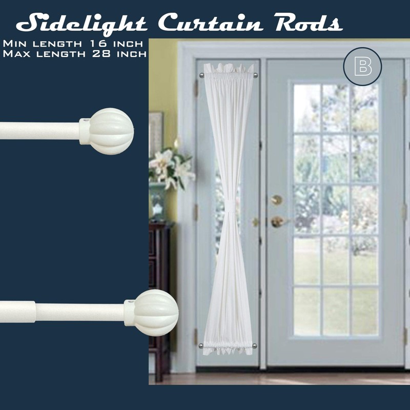 ARNORX French Door Curtain Rods with Pumpkin Finial- 2 Pack,