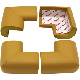 ZXUEZHENG 4 Pack Soft Foam Baby Proofing Corner Guards & Edge Protectors, Pre-Taped Table Corner Protector, Children Safety Furniture Desk Bumper, Cushion for Sharp Corners, L Type,Wood Color