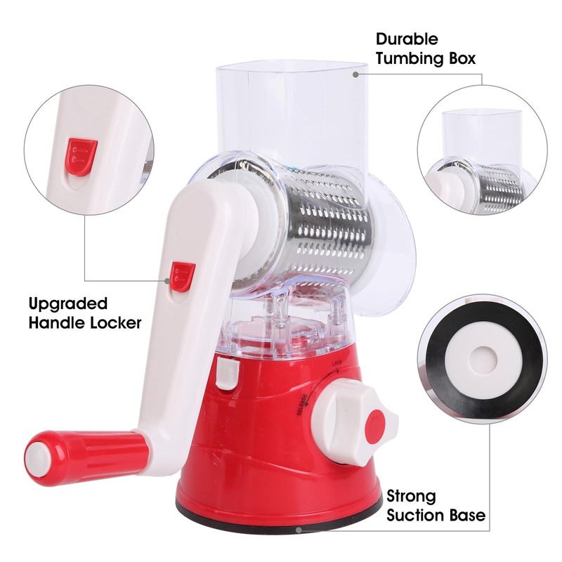Rotary Cheese Grater, Iceten 3 in 1 Rotary Cheese Grater