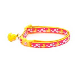 Rubber Ducky Cat Collar with Duck Bell | Adjustable Large Size or Kitten Collar | Safety Breakaway Collar (Large(10lbs & Up), Bright Pink)