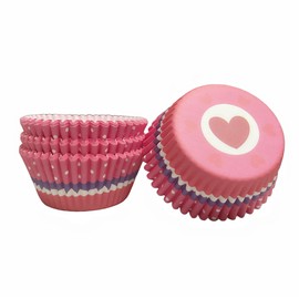 Norinoya 100PCS Paper Disposable Baking Cups Cupcake Cases Wrapper for Birthday Children's Day Christmas Valentine's Day Wedding Wedding Anniversary Party Decoration (Heart-Shaped-Red)