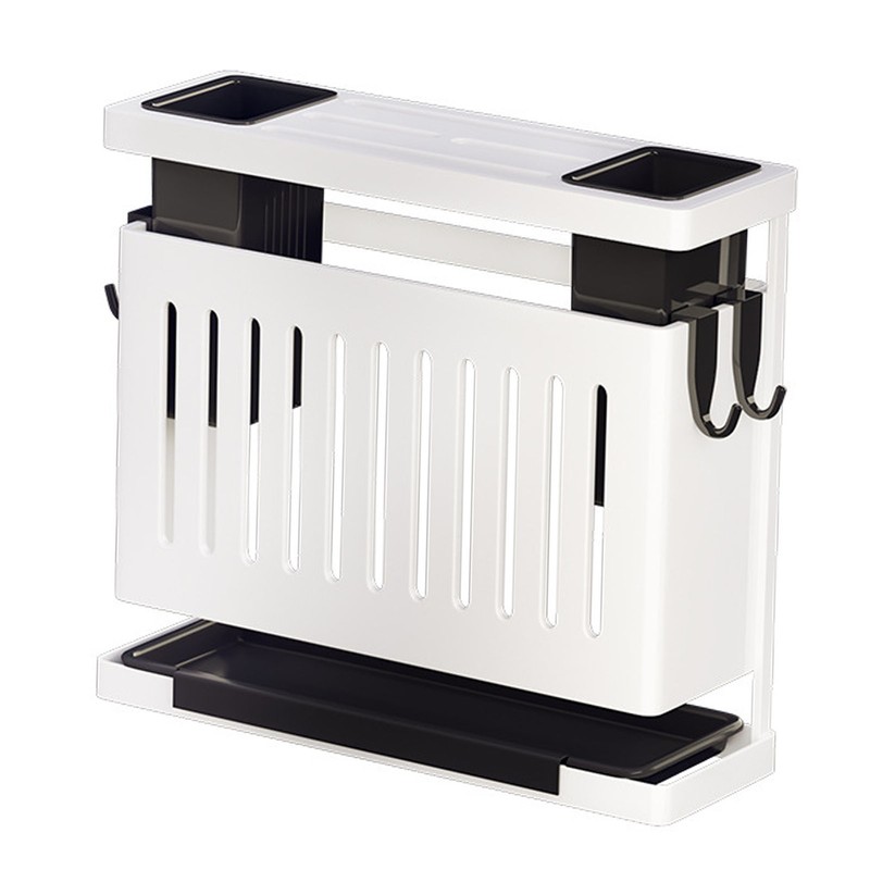 Kitchen Knives Chopstick Rack with Draining Tray Wall Mounted Multifunctional