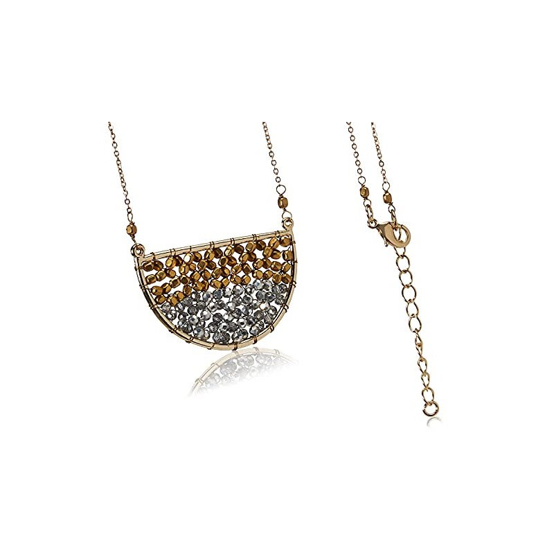 Panacea Collar con colgante de media luna transparente y plata,