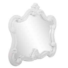 Howard Elliott Veruca Rectangular Ornate Wall Mirror, Vanity, Glossy White Lacquer, 28 x 32 Inch