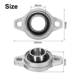 sourcing map 2pcs KFL007 Pillow Block Bearings 35mm Bore Bearing Units Zinc Alloy Flange Mounted Bearing Housing, P6(ABEC3)