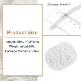 sourcing map 2 Skeins Chenille Chunky Yarn, 200g/7oz Plush Bulky Thick Fluffy Polyester Yarn for Crochet DIY, Soft Velvet Blanket for Sweater Hand Knit Crocheting (White, 45 M/49 Yards)
