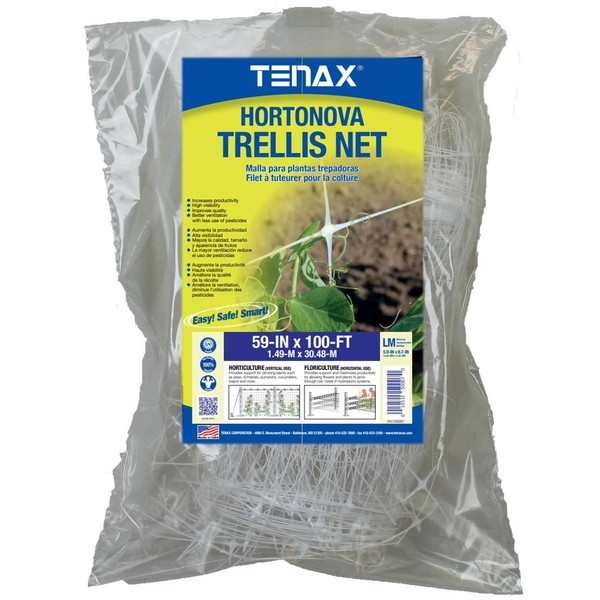 Tenax 2A150061 Hortonova LM Plant Trellis Net, 59" x 100', White