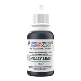 Sugarflair Holly Leaf Liquid Food Colouring Droplet For Colouring Royal Icing, Sugarpaste Buttercream, Sugarpaste Also For Painting & Can Be Used With An Airbrush - 14ml