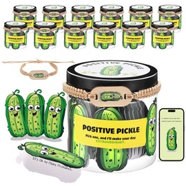VZZNN 12 Pack Positive Pickle Cards Jar with NFC Bracelet - Bulk Emotional Support Gift Set,60 Affirmation Cards in Jar for Women Teens Friends Coworkers,Uplifting Inspirational Gifts Box
