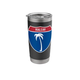 Hialeah Florida FL Interstate Highway Vacation Souvenir Stainless Steel Insulated Tumbler