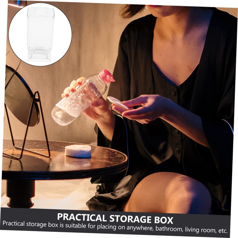 WOONEKY Desktop Makeup Cotton Pad Storage Box Organizer for Beauty